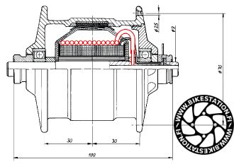Picture: Schmidt Original Nabendynamo SON 28 construction / cut
